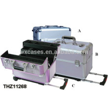 2014 professional&strong rolling beauty case with 4 trays inside